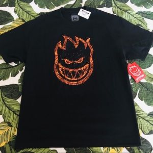 Spitfire Black Shirt With Fire Orange Logo